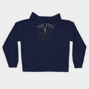 Toby Keith riding a horse in the open range Kids Hoodie